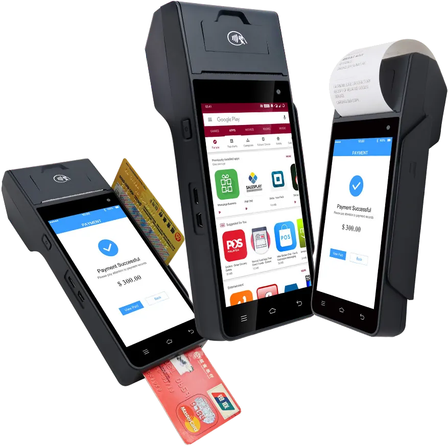 Three handheld POS terminals